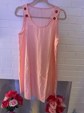 Pink & White Striped Sleeveless Shift Dress